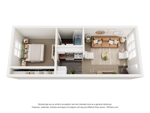 Floor plan for 1 bed, 1 bath, 468 sqft